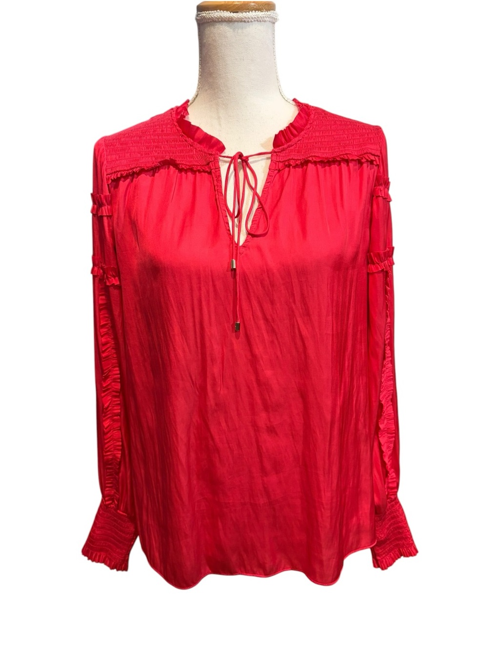 White House Black Market Lightweight Pink Peasant Blouse. Size M